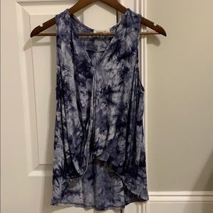 Acid Wash Navy High-Low Tank Top